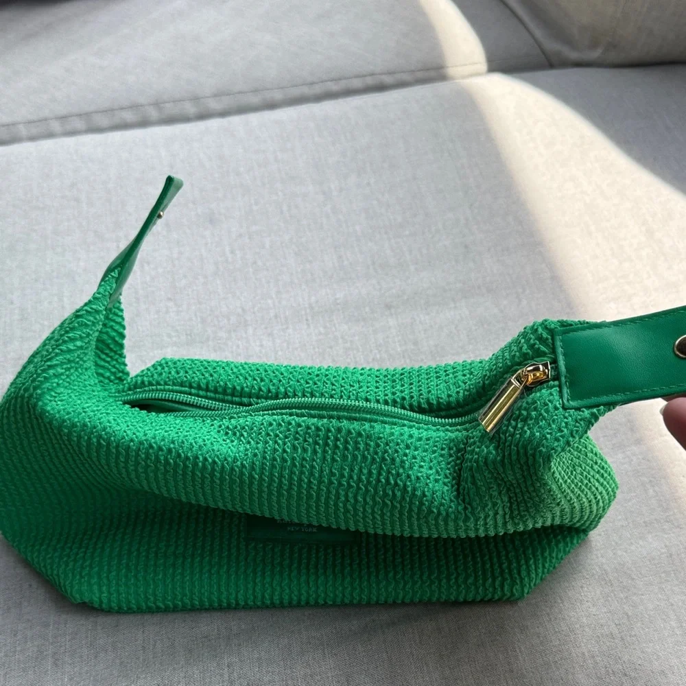 kate spade green woven cosmetic pouch